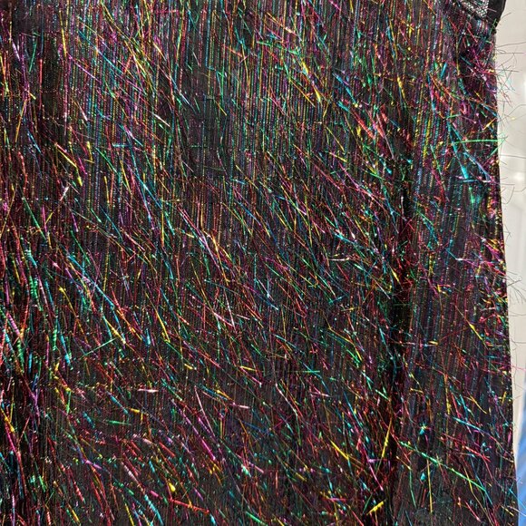 Kidpik Girls Black Rainbow Fringe Mesh Dress S 7/8 Cap Sleeves Polka Dot Details - Picture 3 of 5